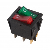 Переключатель ON-OFF двойной, 250v, 15А, красный/зеленый с подсветкой Rexant 36-2450