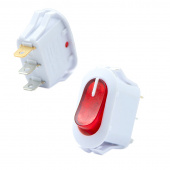 Переключатель ON-OFF круглая малая клавиша, белая c подсветкой 16А/250V