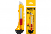 Нож  STAYER "STANDART" с выдвижным сегмен. лезвием, пластмасс.,18 мм 0911_z01