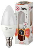 Лампа светодиодная свеча матовая ЭРА 7Вт Е14 2700К LED smd B35 7w-827-E14