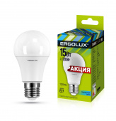 Лампа светодиодная Ergolux-LED-А60-15Вт-230В-4500К-Е27