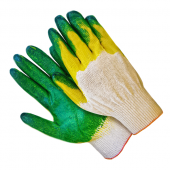 Перчатки Х/Б с двойным латексным покрытием ЛЮКС арт.213 ДО зеленые