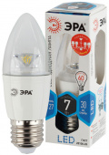 Лампа светодиодная свеча проз. ЭРА 7 Вт Е27 бел.свет  smd B35-7w-840-E27-Clear