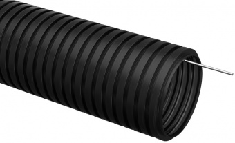 Труба гофр. 32мм ПНД (черная) с зондом легкая бухта 25м