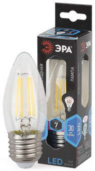 Лампа светодиодная свеча проз. ЭРА  F-LED B35-7W-840-E27 560 lm, филамент